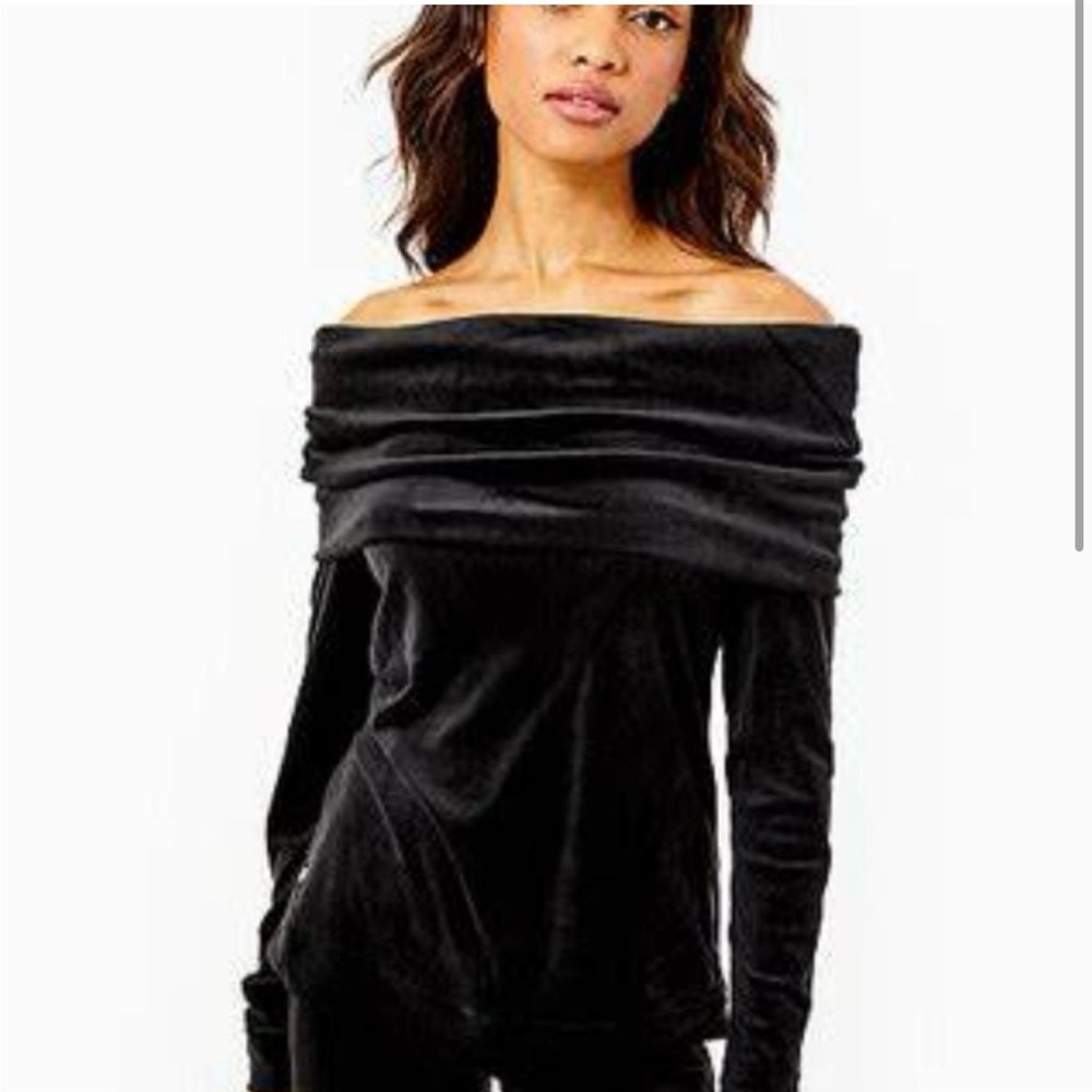 Lilly Pulitzer black velour sweatsuit(set)